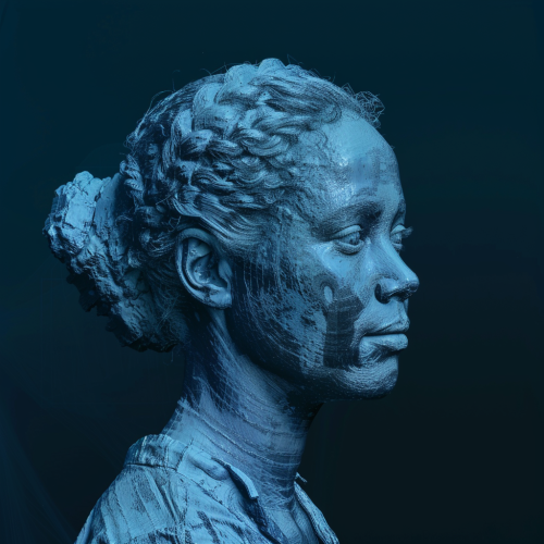 Lidar scan lady blue background