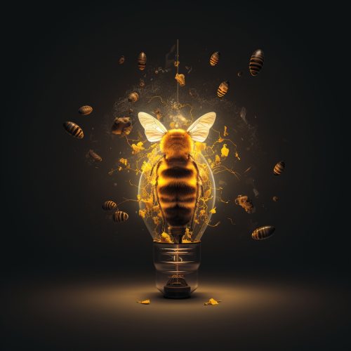 Flying bees inside a light bulb