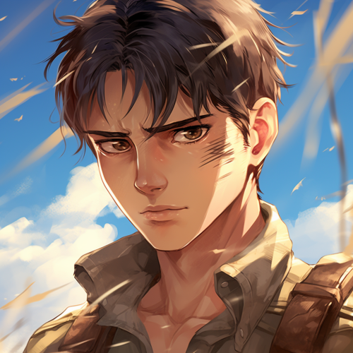 Anime style young man with blue eyes