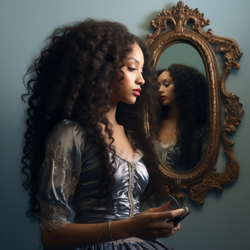 Happy woman with natural hair wig Happy woman with natural hair wig