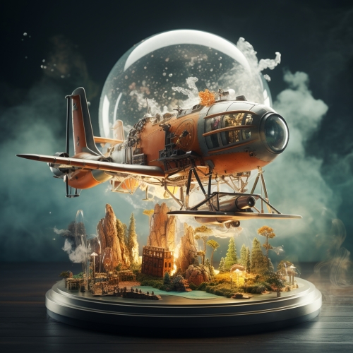 Surreal flight simulator light radiating object