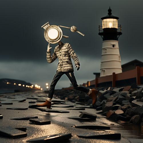 Beautiful lighthouse illuminating the night