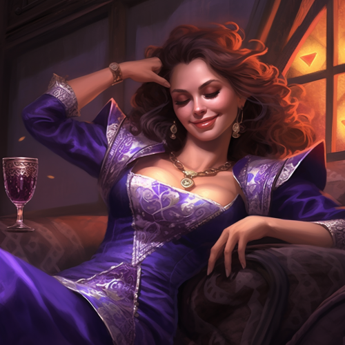 Satisfied Liliana enjoying a drink on the couch