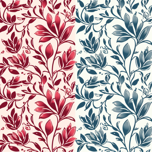 Simple Lineart Floral Pattern 3 Colors
