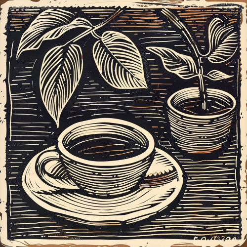 Coffee linocut illustration art Coffee linocut illustration art