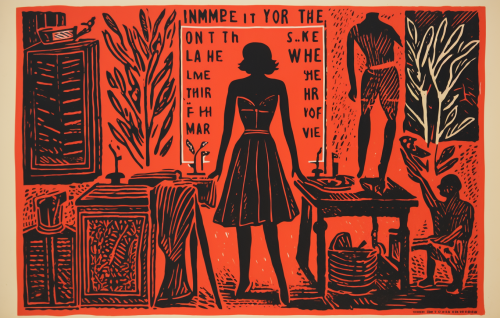 Colorful linoprint in WPA style