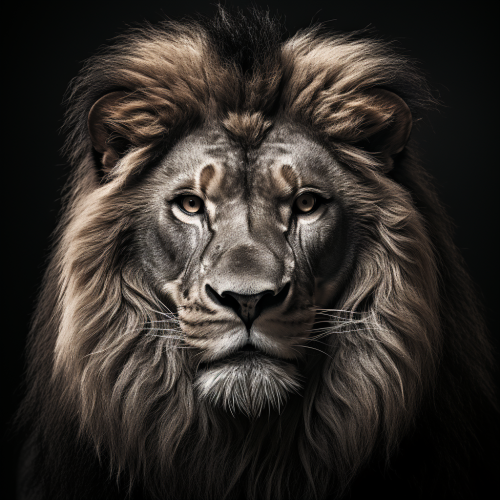 Black and White Lion with Intricate Details