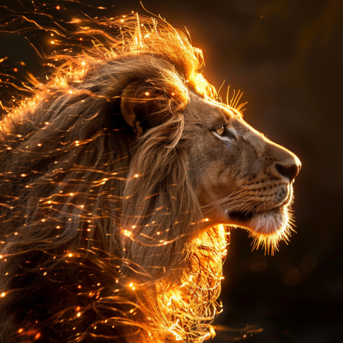 Majestic lion with golden mane