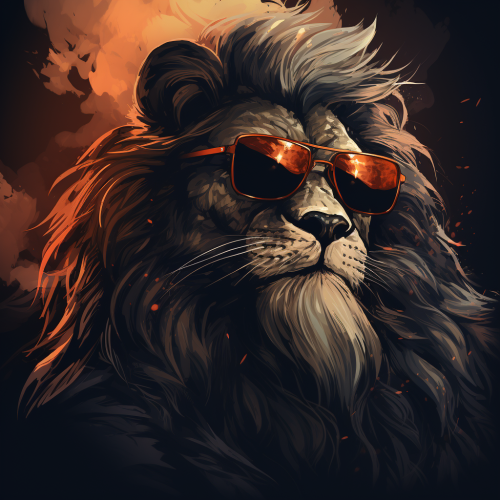 Lion wearing sunglasses hipster mascot logo
