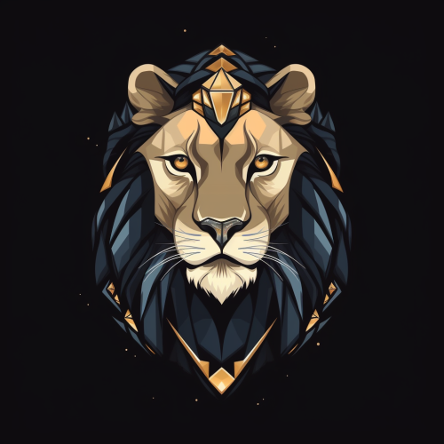 Stunning young lioness on black background