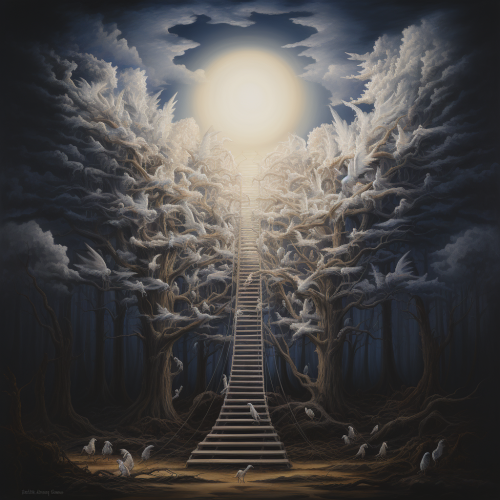 Majestic white ladder leading to the heavens Majestic white ladder leading to the heavens