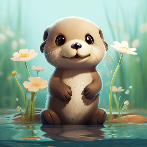 Little cute otter in kawaii style