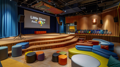 Children performance stage projector seating