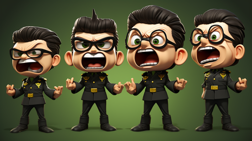 Angry little man dictator strong pose