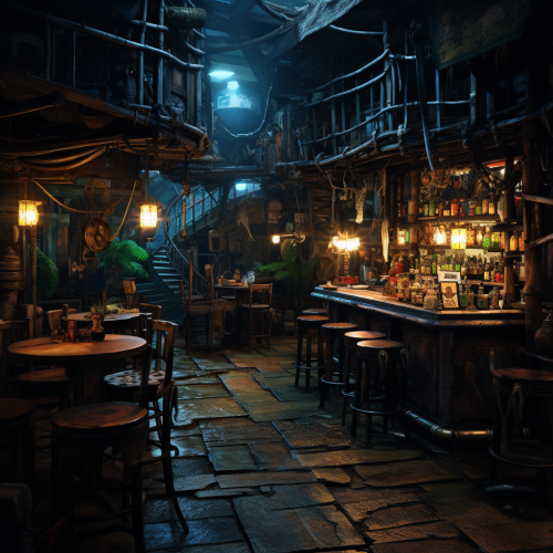 Seedy pirate dive bar interior image Seedy pirate dive bar interior image