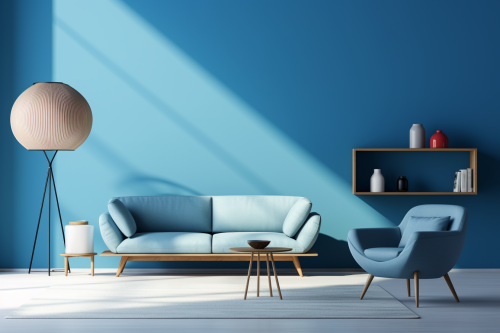 Modern Living Room with Blue Wall