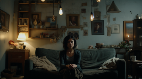 Stunning woman in stylish living room