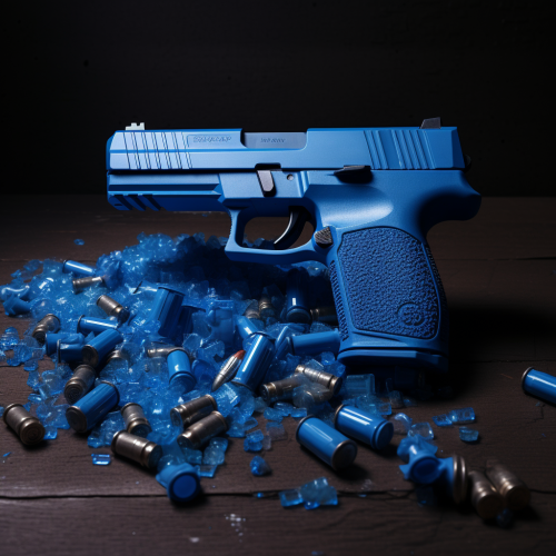 Loading the Barrel of a Toy Gun with Blue Color Pills - MidJourney Prompt
