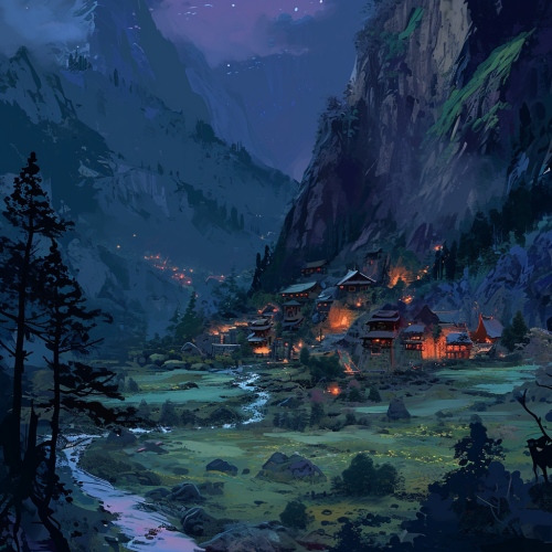 Lofi Mountain Village Mood Colors