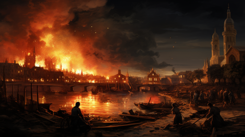 London fire view from Isle of Dogs