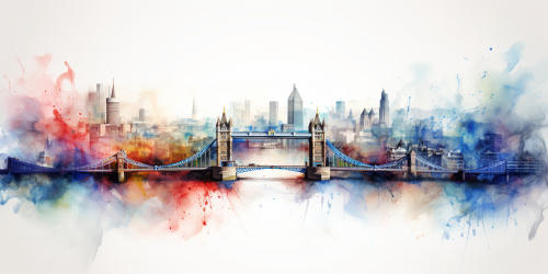 Watercolour map of London during Shakespeare's era