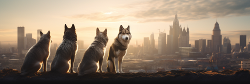 Photo Realistic Wolves in London Skyline