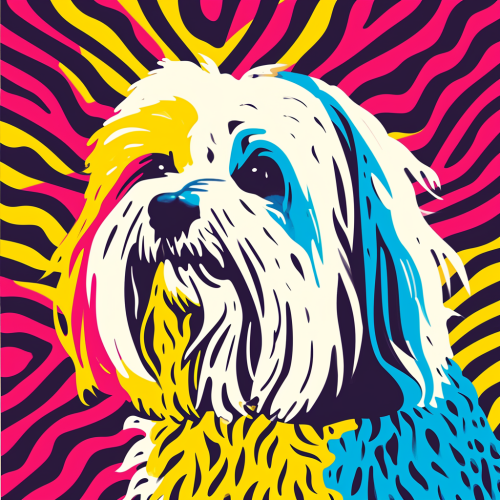 Long Haired Maltese Dog Keith Haring Style