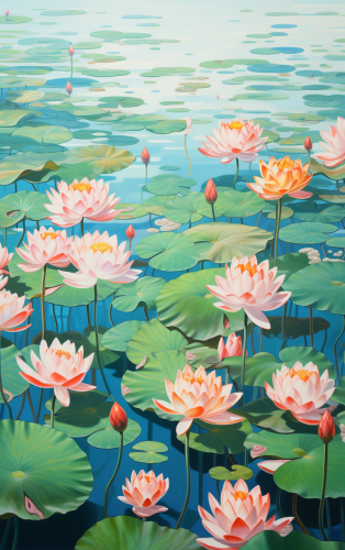 Lotus Pond Hokusai Minimalist Art Zen