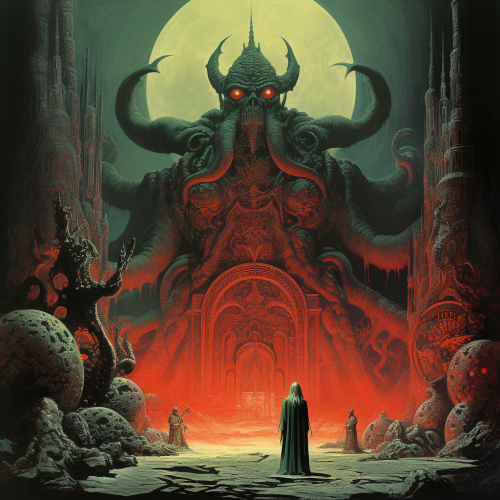 Wizard in Lovecraftian Hellscape with Strange Entities