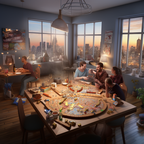 Friends playing low poly artistic game