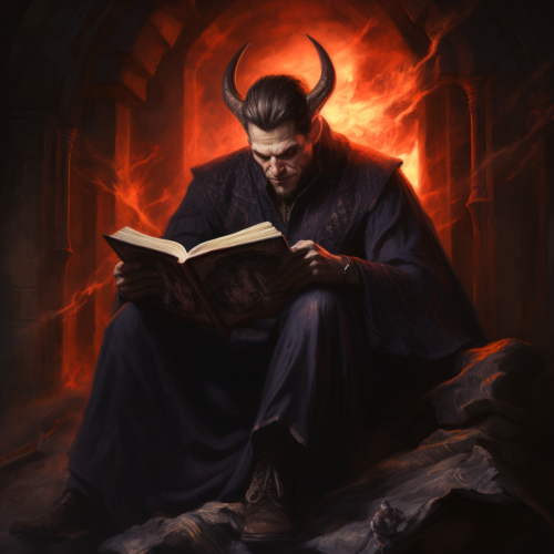 Lucifer reading the Bible