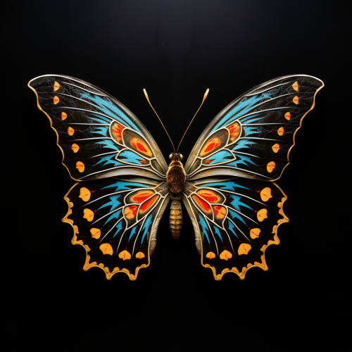 Luminescent Emperor Butterfly on Black Background