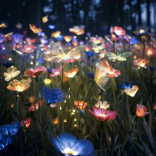 glowing flowers and butterflies fantasy glowing flowers and butterflies fantasy
