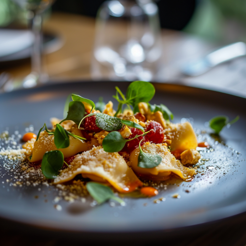 Delicious Vegan Ravioli at Fine Dining Restaurant
