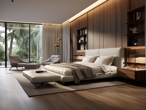 Beautifully detailed luxury bedroom with light accents