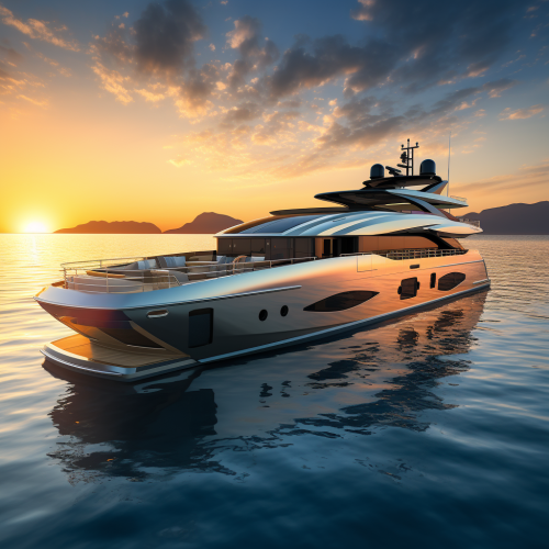 Luxury private yacht at sunset