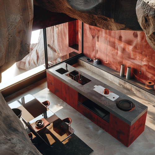 luxury red house kitchen design