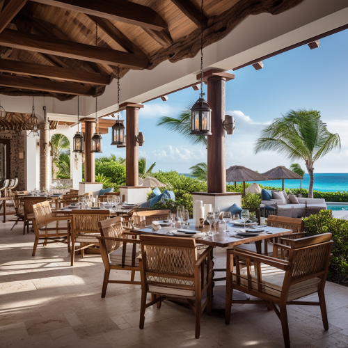 Elegant luxury seafood restaurant overlooking the sea