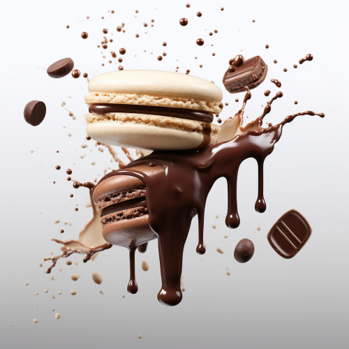 Tempting Macaron with Dripping Chocolate Tempting Macaron with Dripping Chocolate