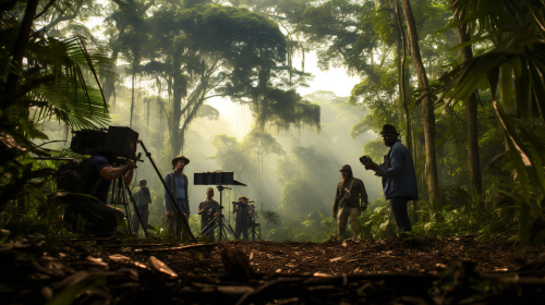 Filming crew in Madagascar jungle.