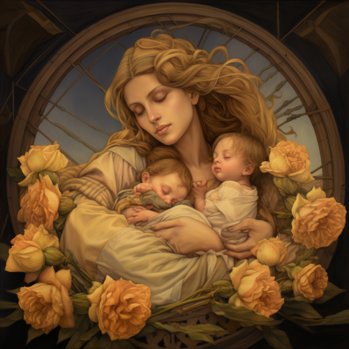 Mother lion with 4 cubs