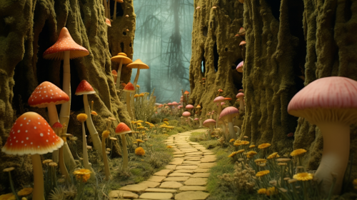 Beautiful enchanted forest with trees