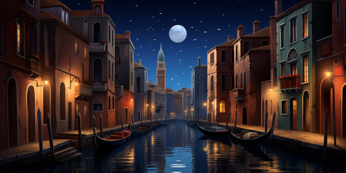Beautiful nighttime Venice canal scene