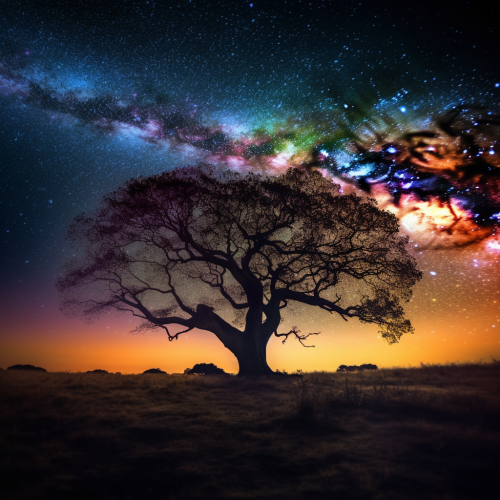 Glowing sunset behind magical tree with stars  ✨? Glowing sunset behind magical tree with stars  ✨?