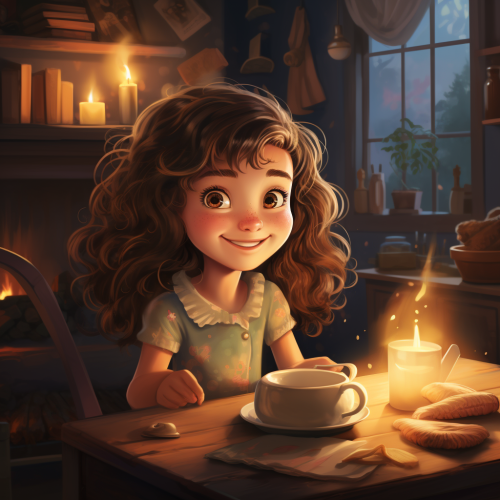 Illustration of Sophie and the magical teapot Illustration of Sophie and the magical teapot