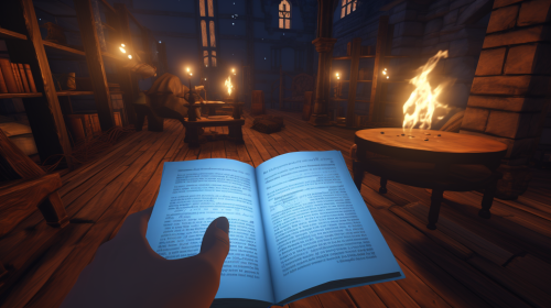 magician reading glowing newspaper in Hogwarts