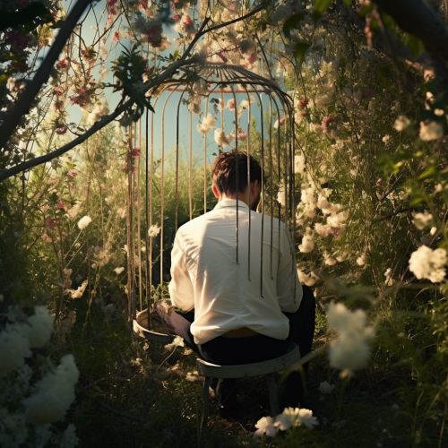 Artistic portrayal of vulnerable exploration