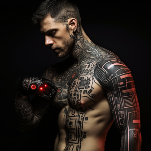 Black Ink Cyberpunk Tattoo Design