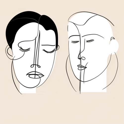 Minimalist Male Face and Pug Faces Line Drawings