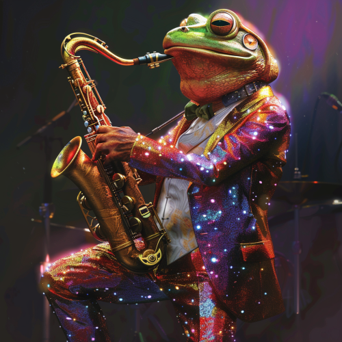 Male Frog Playing Saxophone Cartoon